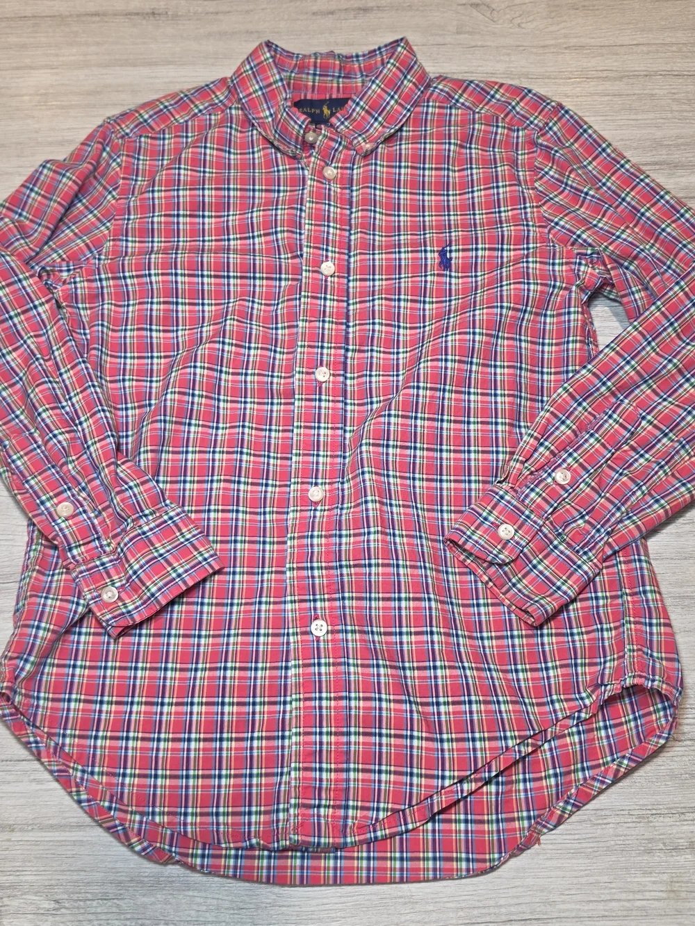 Ralph Lauren Long Sleeve Button Up Collared Shirt Boys Size 7 A4